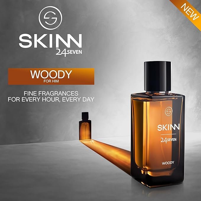 Skinn By Titan | 24Seven Woody Perfume – 100 Ml | Perfume For Man | Gift for Men | Premium Fragrance | Grooming Essentials | Long Lasting Smell for Men | Eau De Parfum