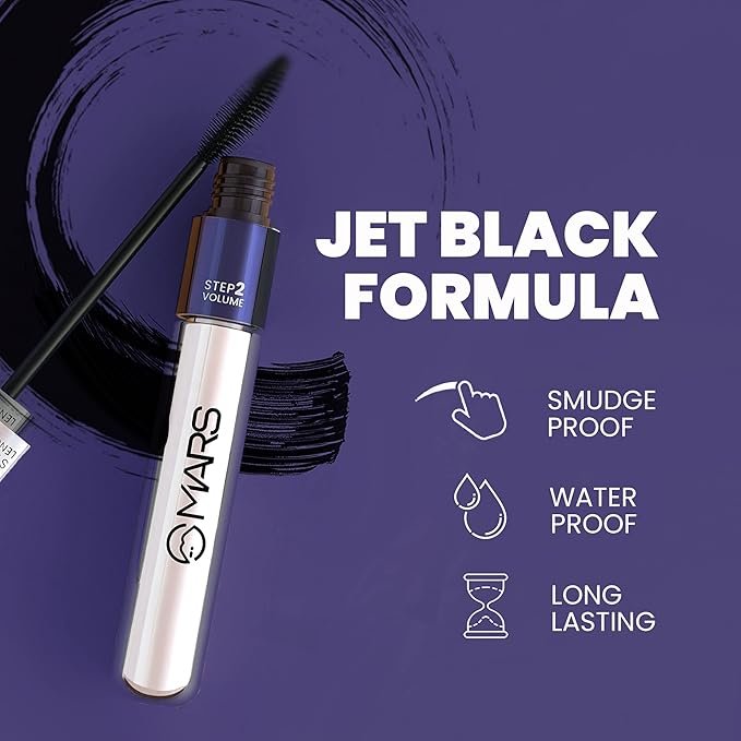 MARS Double Trouble Volumizing and Lengthening Mascara | 2-in-1 Mascara for Women | Long Lasting (15 ml) (Black)