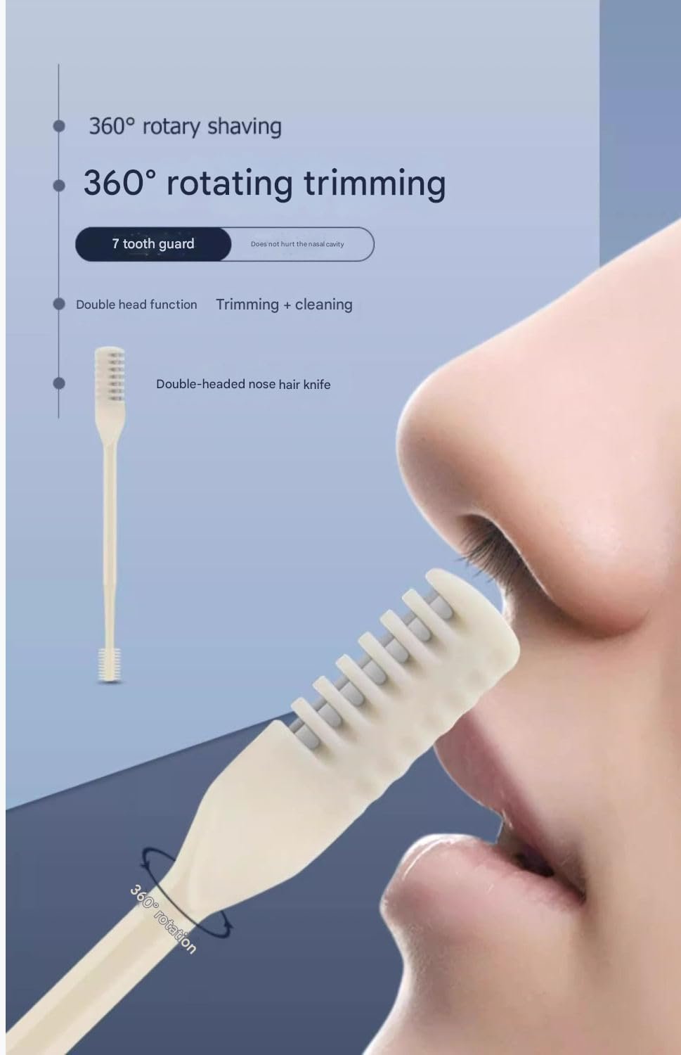 2 Pcs Manual Nose Trimmer for Man Women Rotating Nasal Razor Double Head Non Electrical Nose Hair Remover Wax Nose Hair Trimmer Rotating Nasal Hair Razor Cutter for Women & Men - Image 6