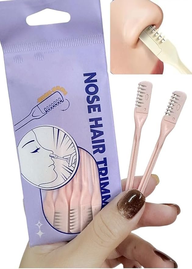 2 Pcs Manual Nose Trimmer for Man Women Rotating Nasal Razor Double Head Non Electrical Nose Hair Remover Wax Nose Hair Trimmer Rotating Nasal Hair Razor Cutter for Women & Men