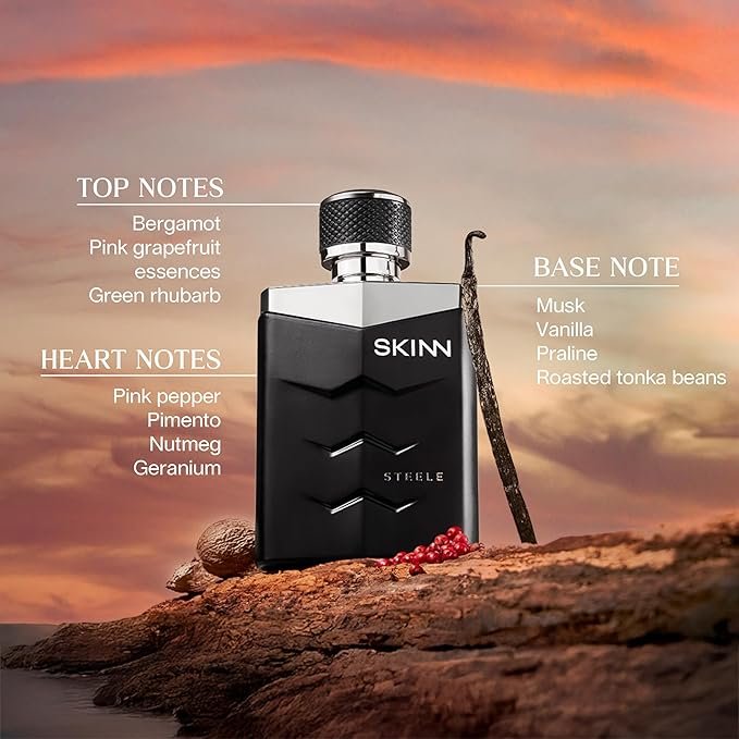 Skinn By Titan , Steele Long Lasting Fresh Edp For Men – 100 Ml Perfume For Men Liquid Eau De Parfum For Men Premium Fragrance Grooming Essentials