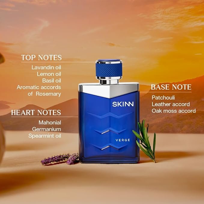 Skinn By Titan | Verge Perfume – 100 Ml | Perfume For Man | Gift for Men | Premium Fragrance | Grooming Essentials | Long Lasting Smell for Men |Fresh, Woody, Spicy | Eau De Parfum