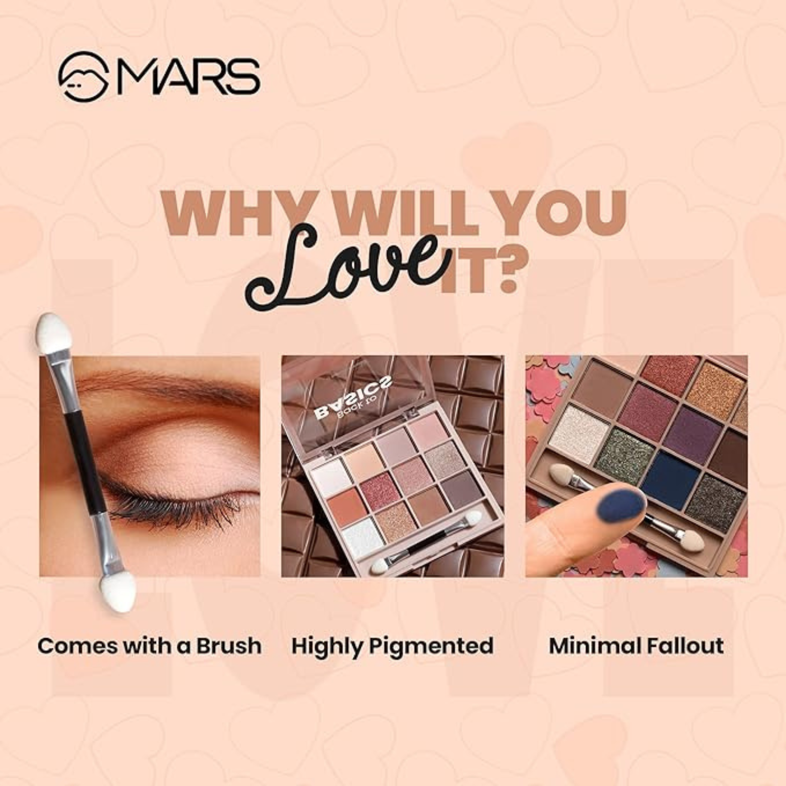 MARS 12 Shades Back to Basics Eyeshadow Palette with Free Applicator | Matte | Shimmer | Beginner Friendly & Long Lasting Eye Shadow Palette (14.4 gm) (Shade-02)