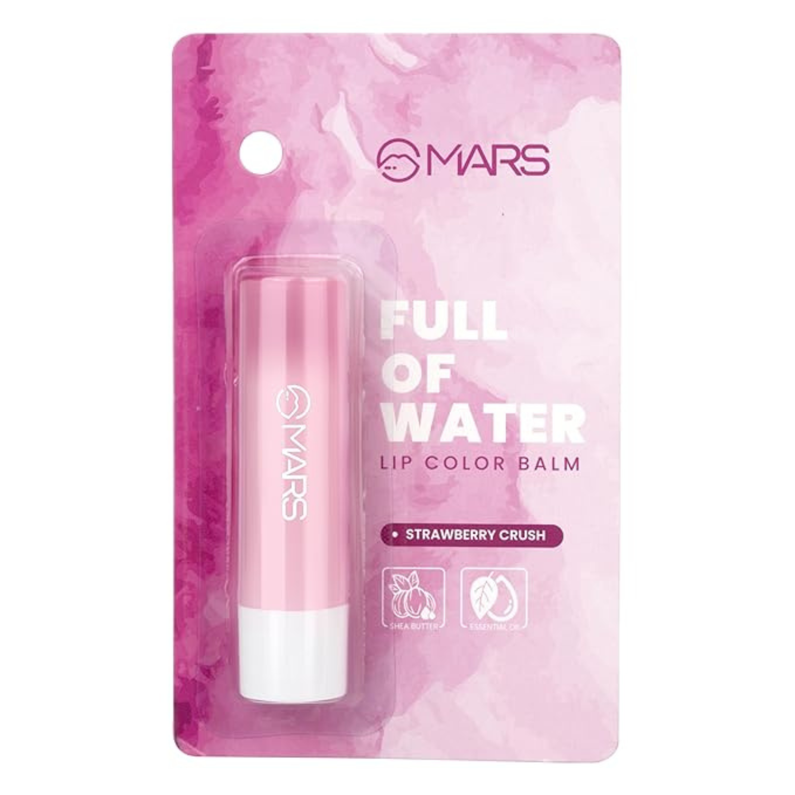 MARS Full of Water Sheer Tinted Lip Balm (4.2gm) (STRAWBERRY CRUSH) | Enriched with Shea Butter | Hydration & Moisturising | Lightweight Formula