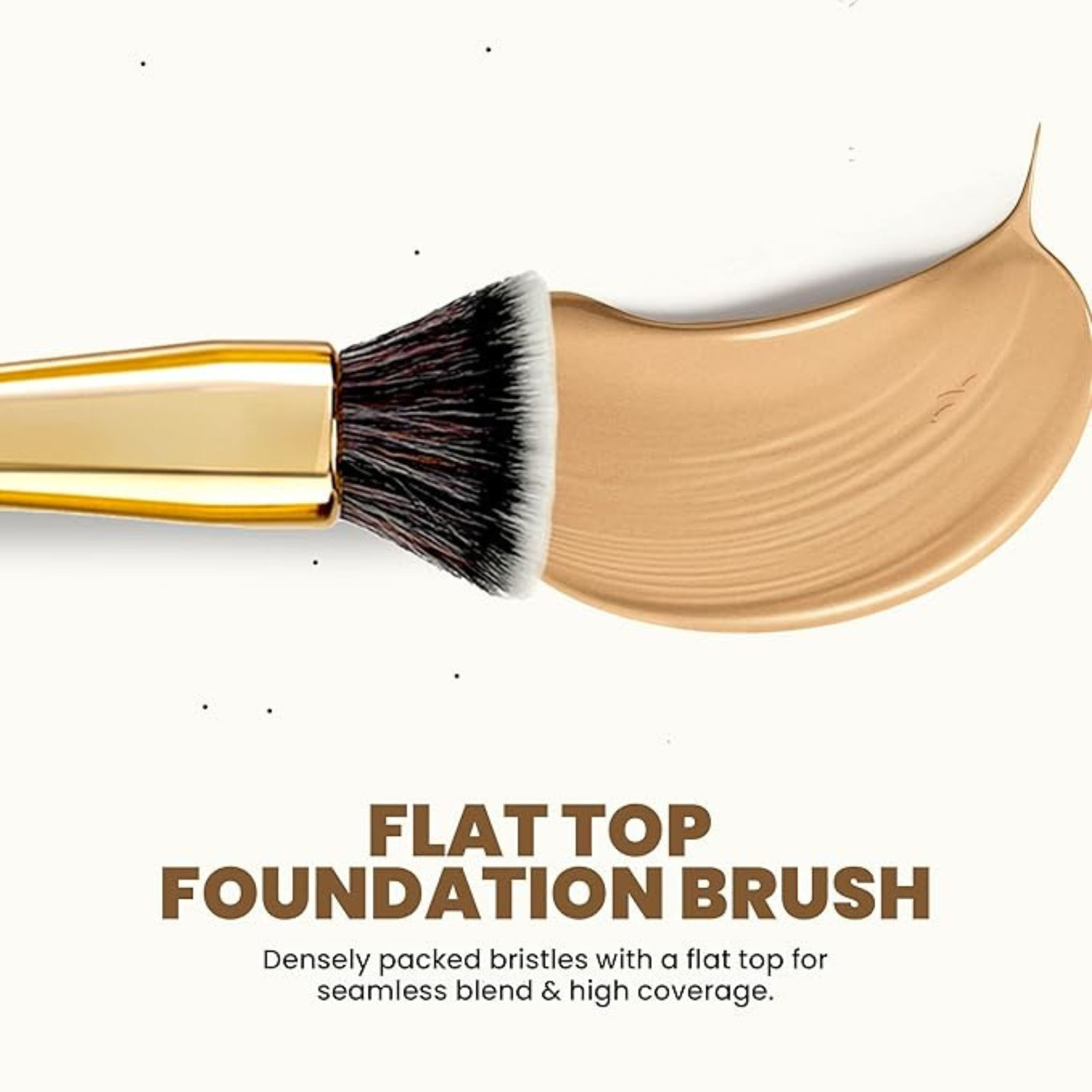 MARS Artist’s Arsenal Professional Foundation Flat make up Brush | Feather Soft Touch | Precise Synthetic Bristle | Luxe Packaging flat straight makeup brush (Golden)