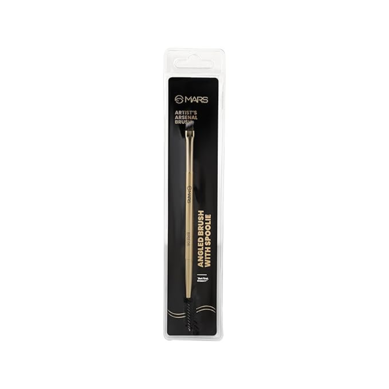 MARS Artist’s Arsenal Professional Angled Brush With Spoolie | Feather Soft Touch | Multi-Purpose Brush For Eyes | Precise Synthetic Bristles | Luxe Packaging Makeup Brush (Golden)