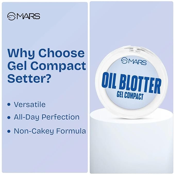 MARS Oil Blotter Gel Compact for Poreless Effect (5gm) with Applicator | Oil Control | Mattifying Formula | Long-Lasting | Shine Free Matte Finish | Flawless Skin