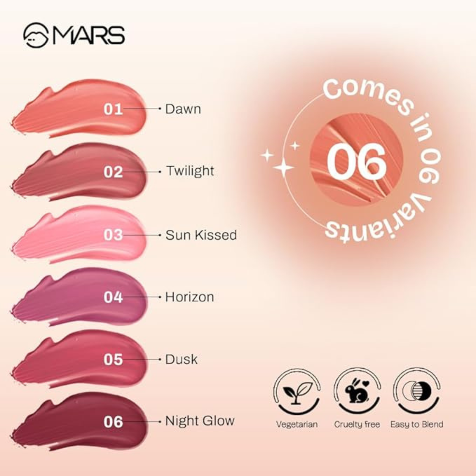 MARS Liquid Blush Hour (12 ml) (01-DAWN) | Dewy-Matte Finish | Highly Pigmented | Lightweight & Long-Lasting Formula | Effortless Application - Image 3