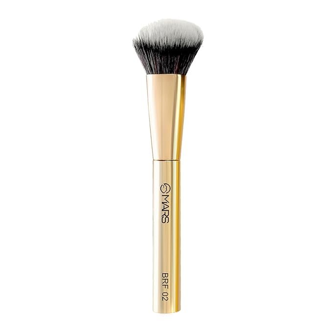 MARS Artist’s Arsenal Professional Bronzer Makeup Brush for Face & Cheeks | Feather Soft Touch & High Density | Precise Synthetic Bristle | Luxe Packaging makeup brush (Golden)