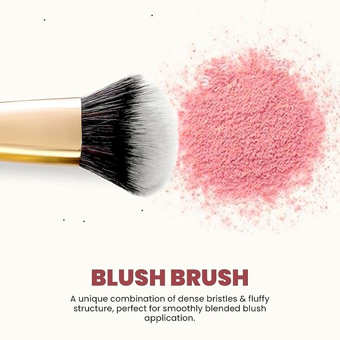 MARS Artist’s Arsenal Professional Bronzer Makeup Brush for Face & Cheeks | Feather Soft Touch & High Density | Precise Synthetic Bristle | Luxe Packaging makeup brush (Golden)