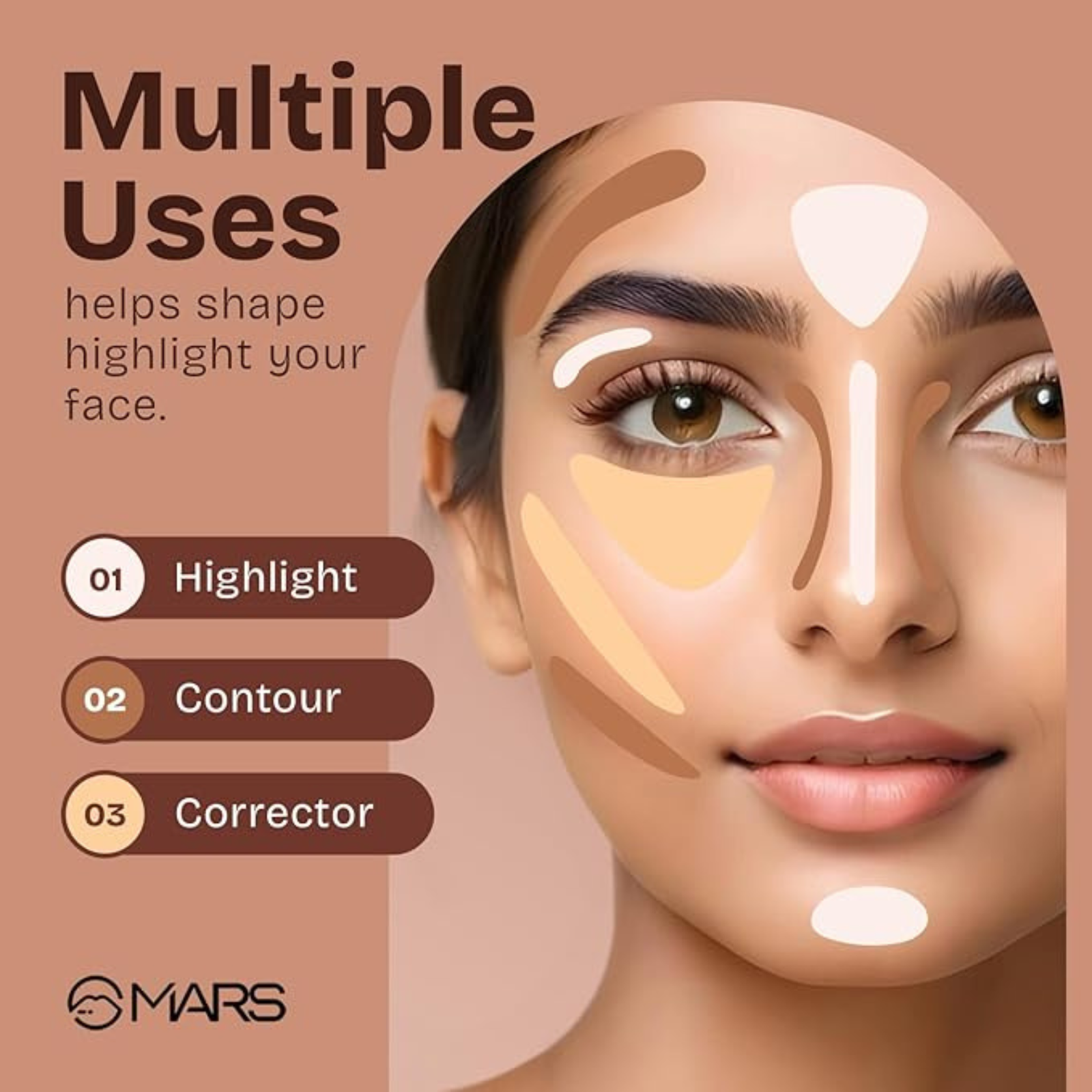 MARS Cancel Liquid Concealer for Face Makeup with Radiant Natural Finish | 07-Caramel Charm | 6.0 ml | Lightweight | Medium to High Coverage | Long-Lasting & Multi-Purpose | Crease Resistant