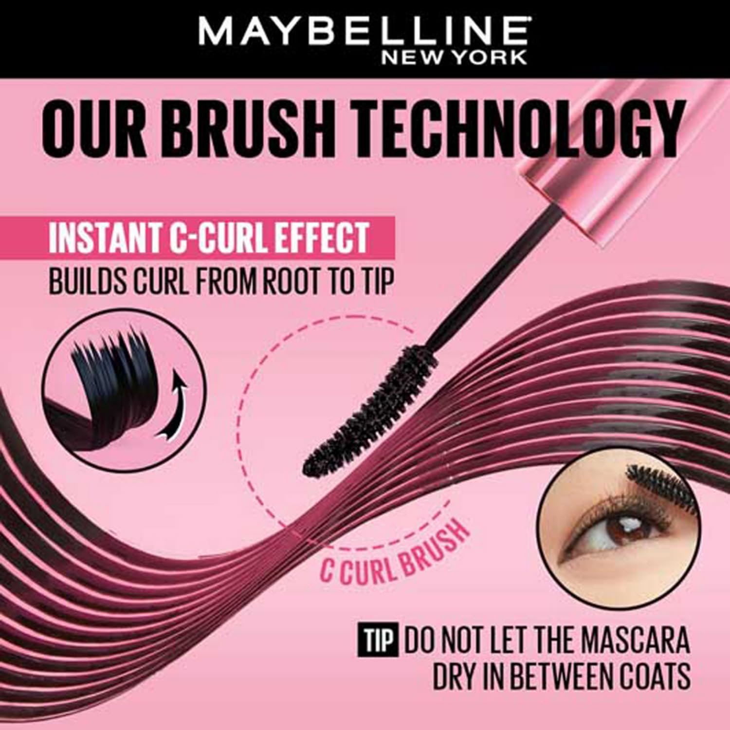 Maybelline New York Mascara, Highly Pigmented Colour, Long-lasting, Waterproof, Hypercurl , Black, 9.2ml - Image 3