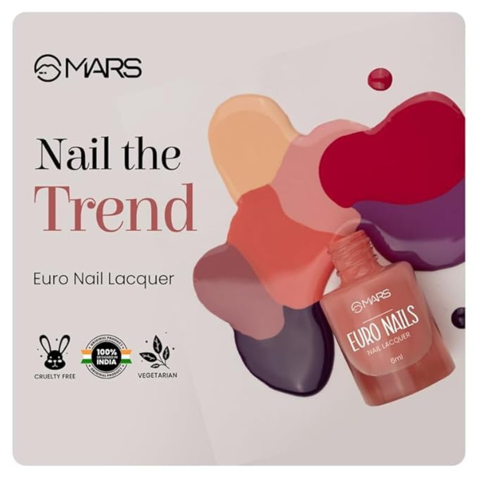 MARS EURO Nail Lacquer | Glossy Gel Finish | Rich Pigmentation | Chip Free | Quick Drying Formula | Long Lasting Nail Polish for Women | (6.0 ml) (Shade-58)