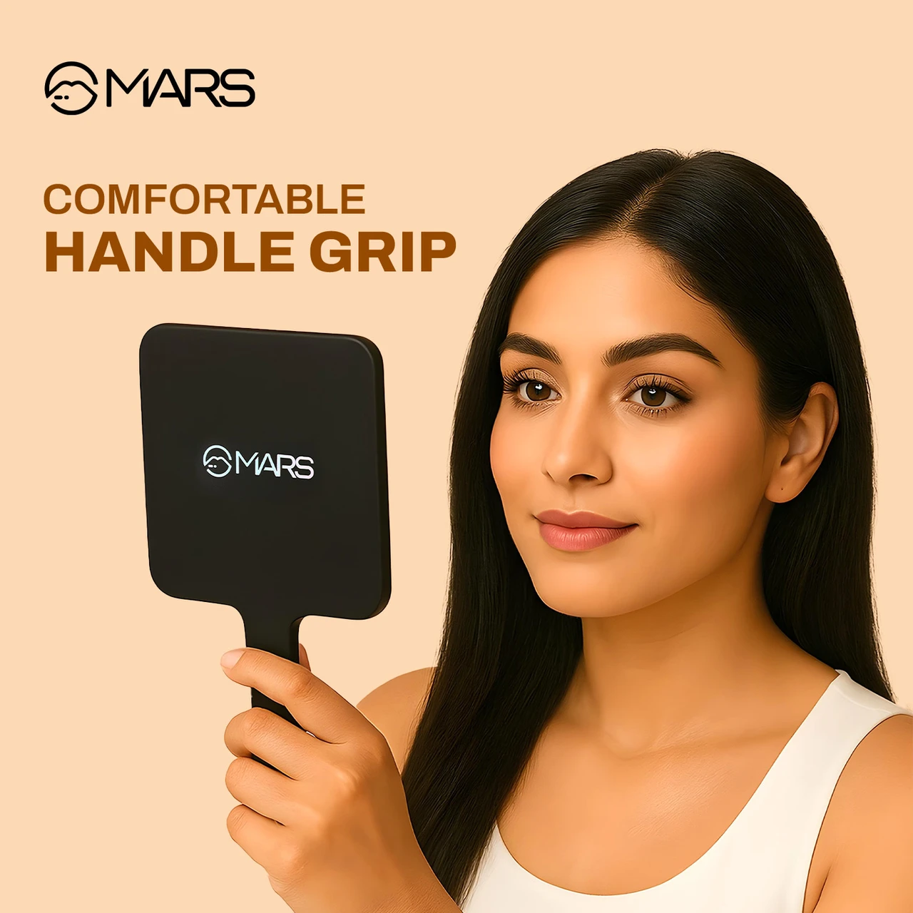 MARS Makeup Mirror with Handle | HD Clear Reflection | Lightweight & Portable Design