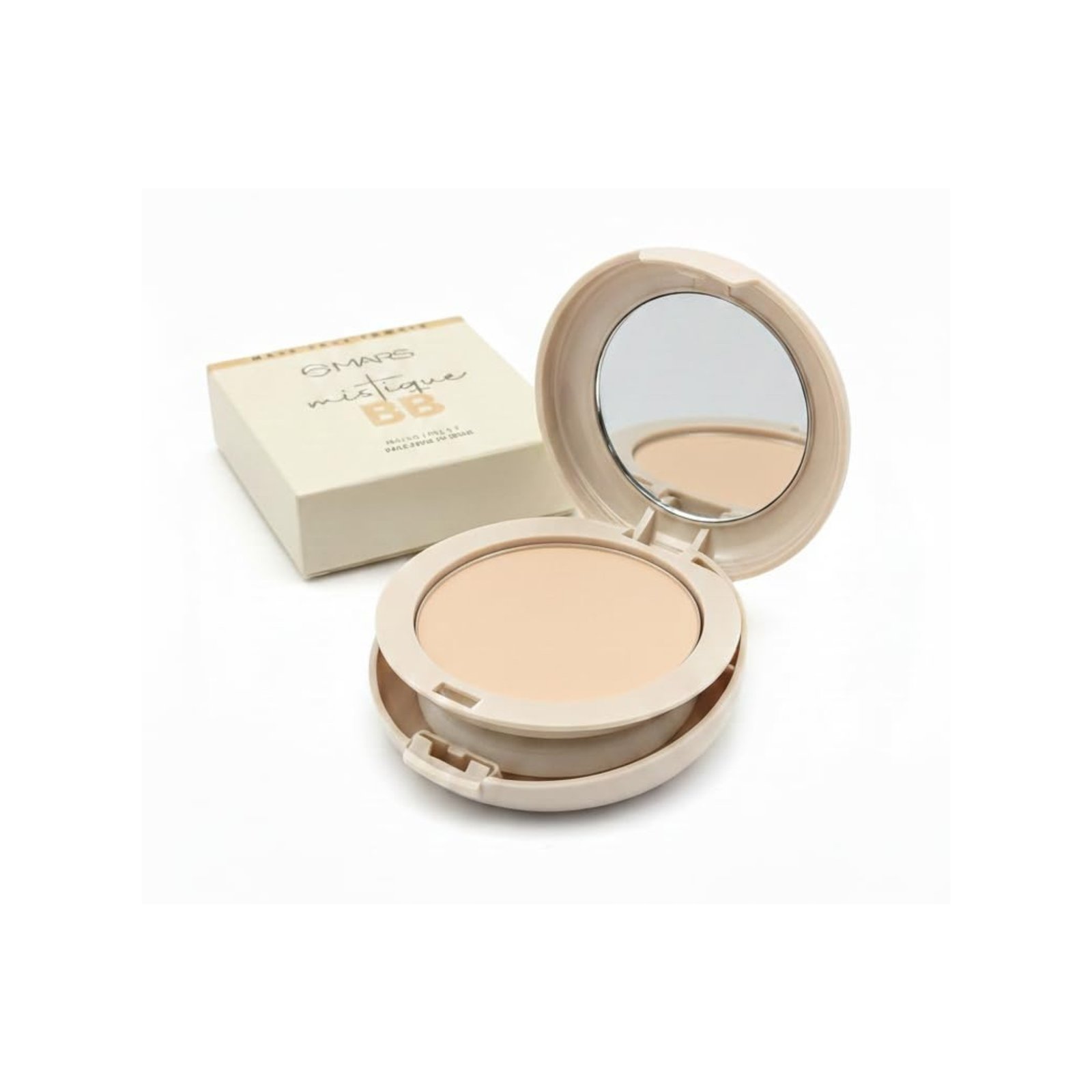 Premium MARS Face Powder 2-in-1 Mistique BB Compact Powder – Ultra-Fine Matte Finish Face Powder with Built-in Mirror & Soft Applicator, Long-Lasting Oil Control & Pore Blurring Formula, Shade-01