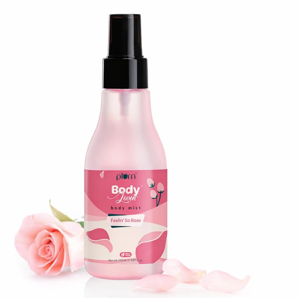 Plum BodyLovin’ Feelin’ So Rose Body Mist | Long Lasting Floral Fragrance For Women With Fresh Floral, Rose & Musk | High On Fun | Travel-Friendly Perfume Body Spray 150 ml