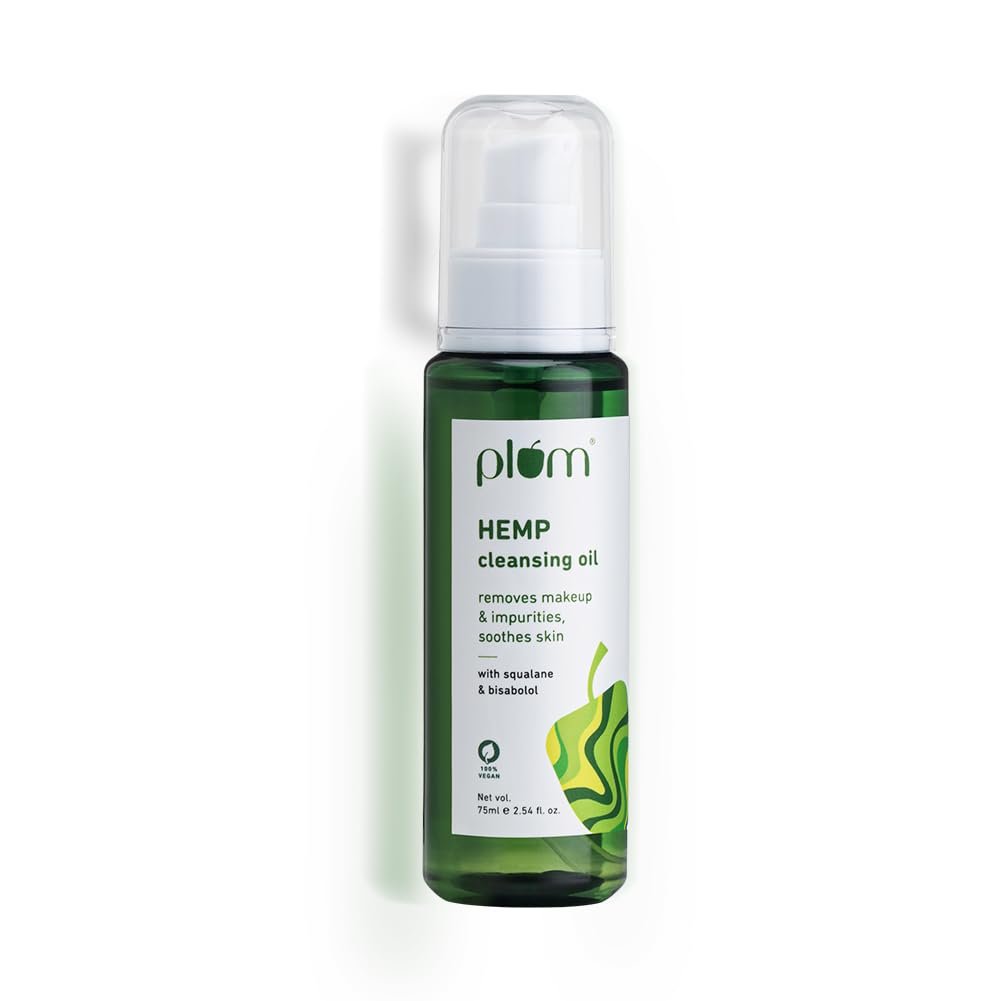 Plum Hemp Cleansing Oil | Removes Makeup & Impurities | Soothes Skin | With Squalane & Bisabolol | All Skin Types | 100% Vegan | 75ml