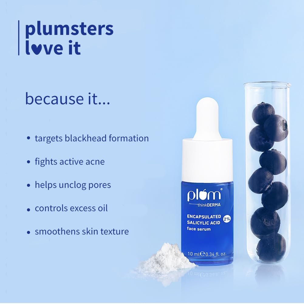 Plum 2% Encapsulated Salicylic Acid Face Serum | Fights Active Acne, Controls Oil & Soothes Inflammation | Lightweight & Quick-Absorbing Serum for Face | for All Skin Types | for Women & Men | 10ml - Image 6