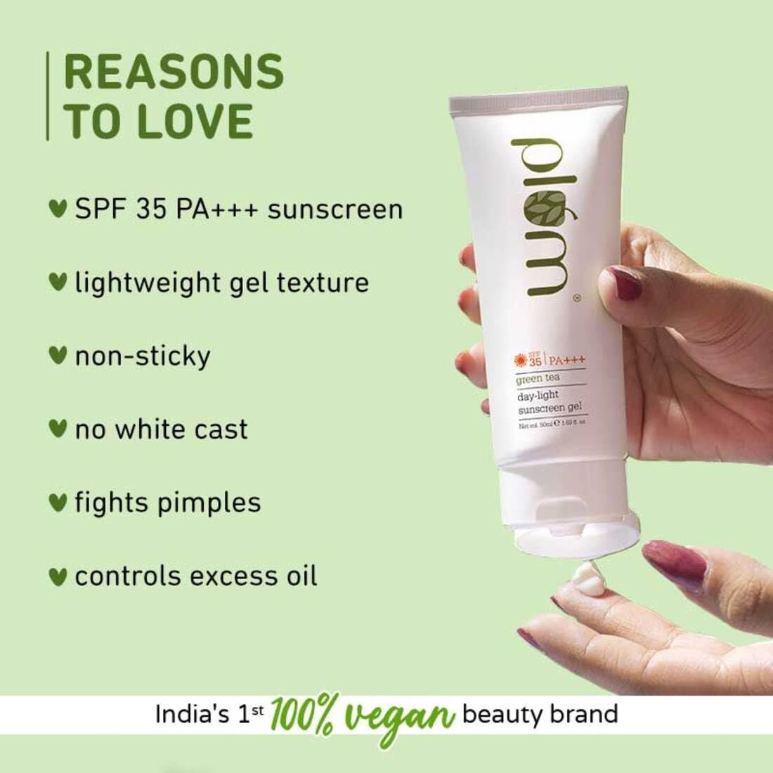 Plum Green Tea Day-Light Sunscreen Spf 35 Pa+++, 50 ml, for Oily & Ance Prone Skin, Vegan Skin Care