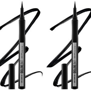 Maybelline New York Pencil Matte Finish Eyeliner, Intense Eyeliner, Long-lasting, Felt-tip Applicator, Line Tattoo High Impact Liner, Black (Pack of 2)