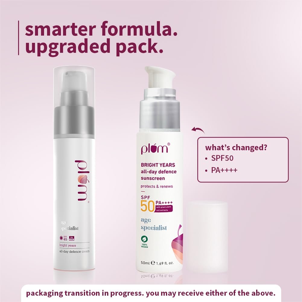 Plum Bright Years All Day Defence Cream SPF 50 PA+++| Sun Protection | For Ageing Skin | 100% Vegan, Cruelty Free | 50ml - Image 2