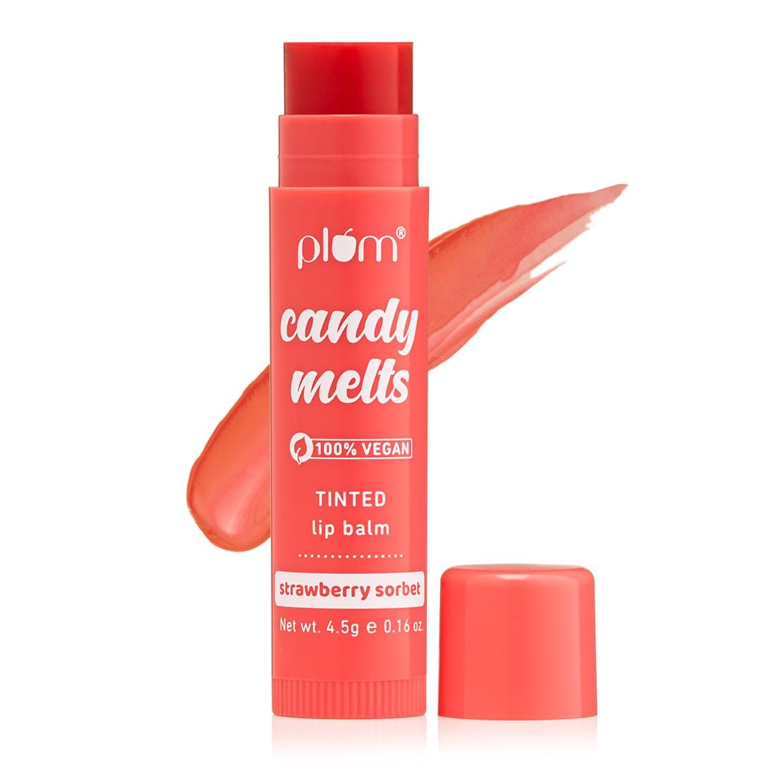 Plum Candy Melts Strawberry Sorbet Tinted Lip Balm | Moisturizes & Nourishes | Hydrates Dry & Chapped Lips | 100% Vegan | 4.5g