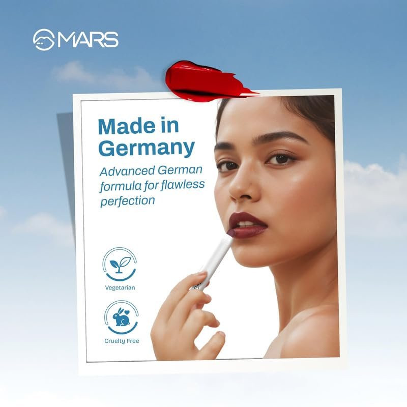 MARS Cloud Kiss Germany Formula Matte Lip Crayon (1.8gm) (16-STRAWBERRY SKIES) | Infused with Corn & Rice Starch | 8+ Hr Long-Lasting | Feather-Light Texture | Full Coverage - Image 3