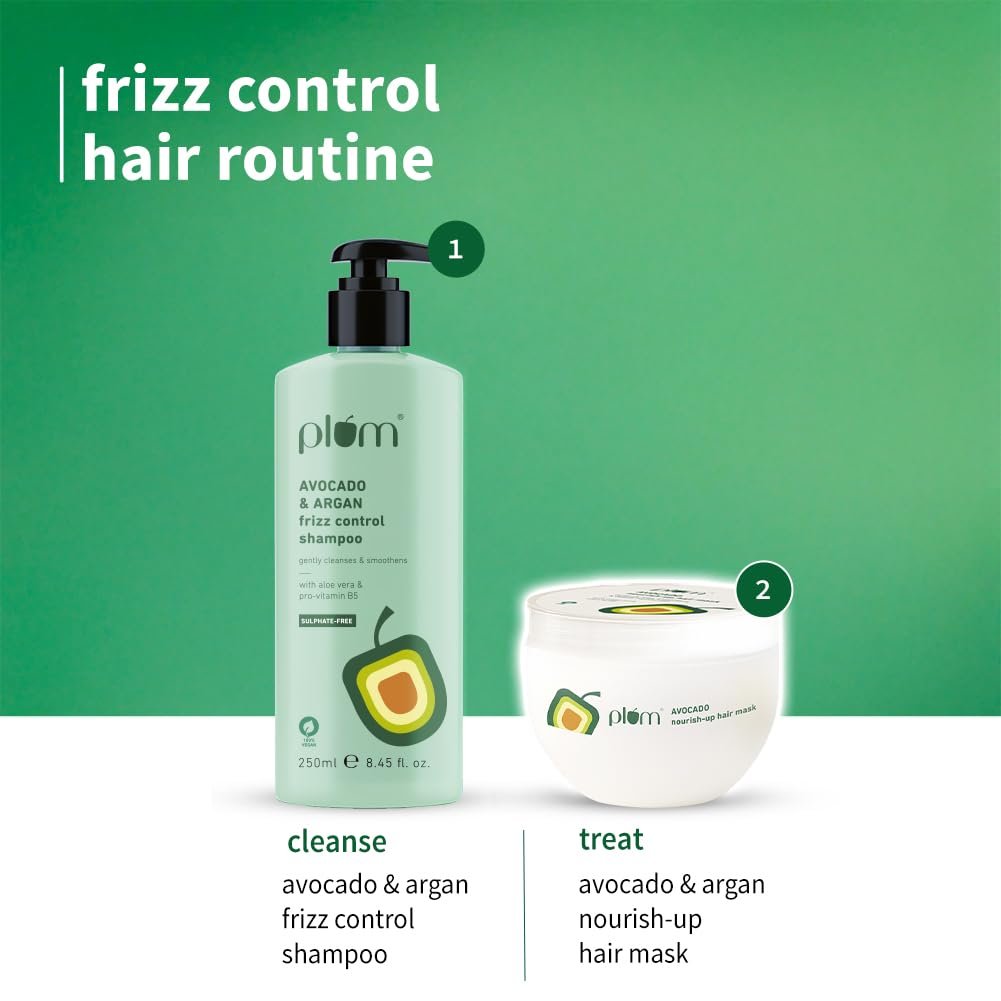 Plum Avocado NourishUp Hair Mask For FrizzFree Hair Contains Avocado Oil Argan Oil Shea Butter Hair Spa Treatment For Smooth Hair 100 Vegan, White, 250 gram - Image 6