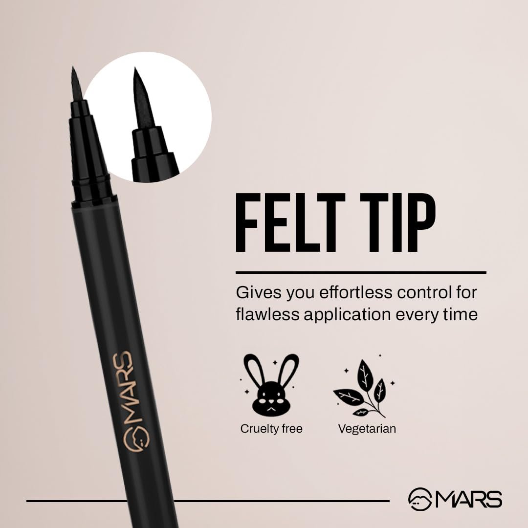 MARS City Stroke Charming Eyes Liquid Eyeliner | Long-lasting | Smudge Proof Eye Liner | Felt Tip for Precise Application | Quick Drying Formula (1ml) (04-Black) - Image 4