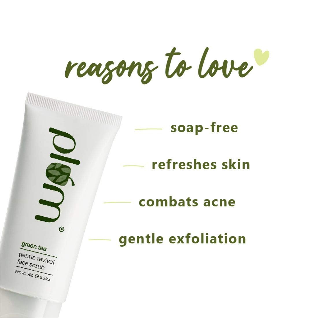 Plum Green Tea Gentle Revival Face Scrub | Blackhead Removal | Green Tea Extracts | For Oily, Acne-Prone Skin | 100% Vegan, Paraben Free | 75g - Image 2