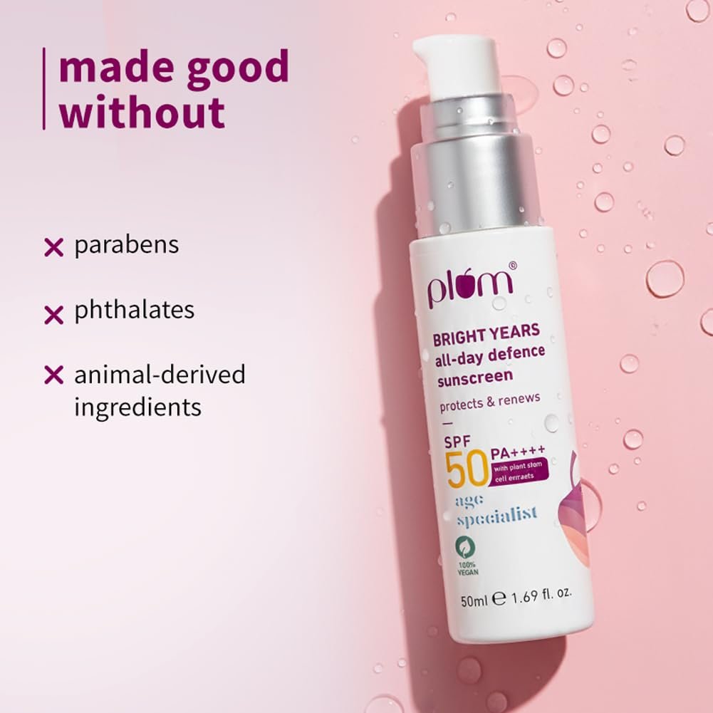 Plum Bright Years All Day Defence Cream SPF 50 PA+++| Sun Protection | For Ageing Skin | 100% Vegan, Cruelty Free | 50ml - Image 5