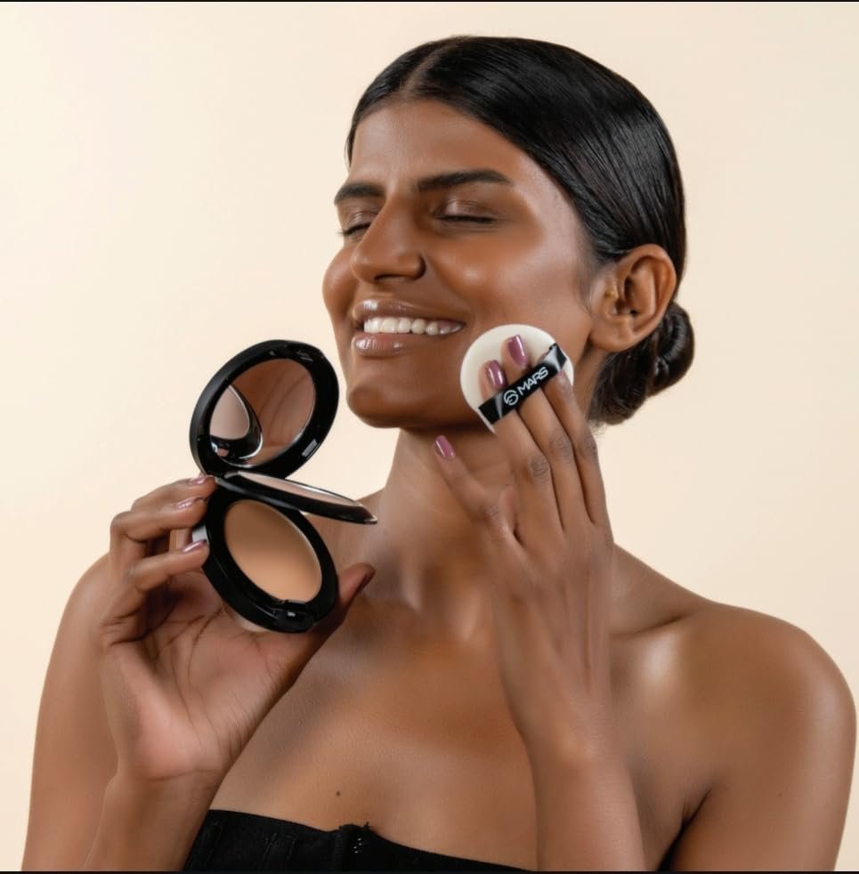 MARS 3 in 1 Airbrush Compact Powder | Matte Finish Oil Control Face Makeup | Lightweight Buildable Coverage for All Skin Types | 12g (SHADE-2) - Image 7
