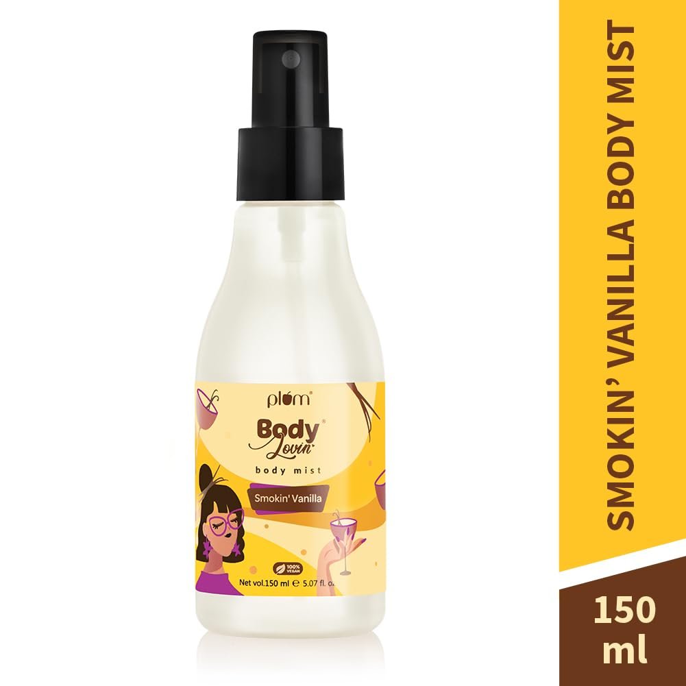 Plum BodyLovin’ Smokin’ Vanilla Body Mist | Long Lasting Spicy Fragrance for Women & Men With Honeysuckle, Musk | High on Fun | Travel-Friendly Perfume Spray 150 ml