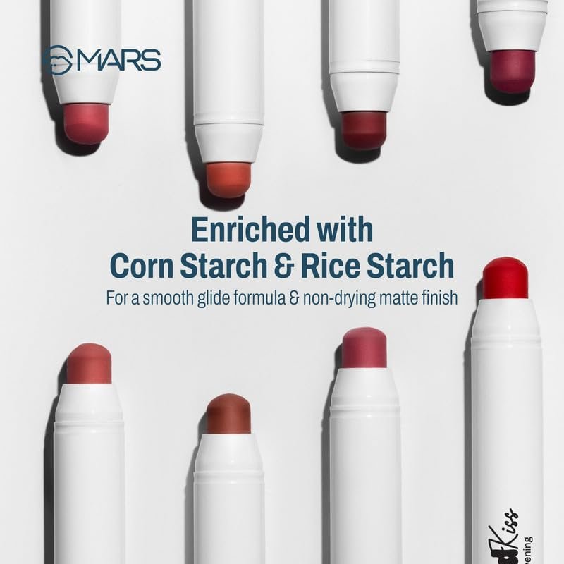 MARS Cloud Kiss Germany Formula Matte Lip Crayon (1.8gm) (16-STRAWBERRY SKIES) | Infused with Corn & Rice Starch | 8+ Hr Long-Lasting | Feather-Light Texture | Full Coverage - Image 2