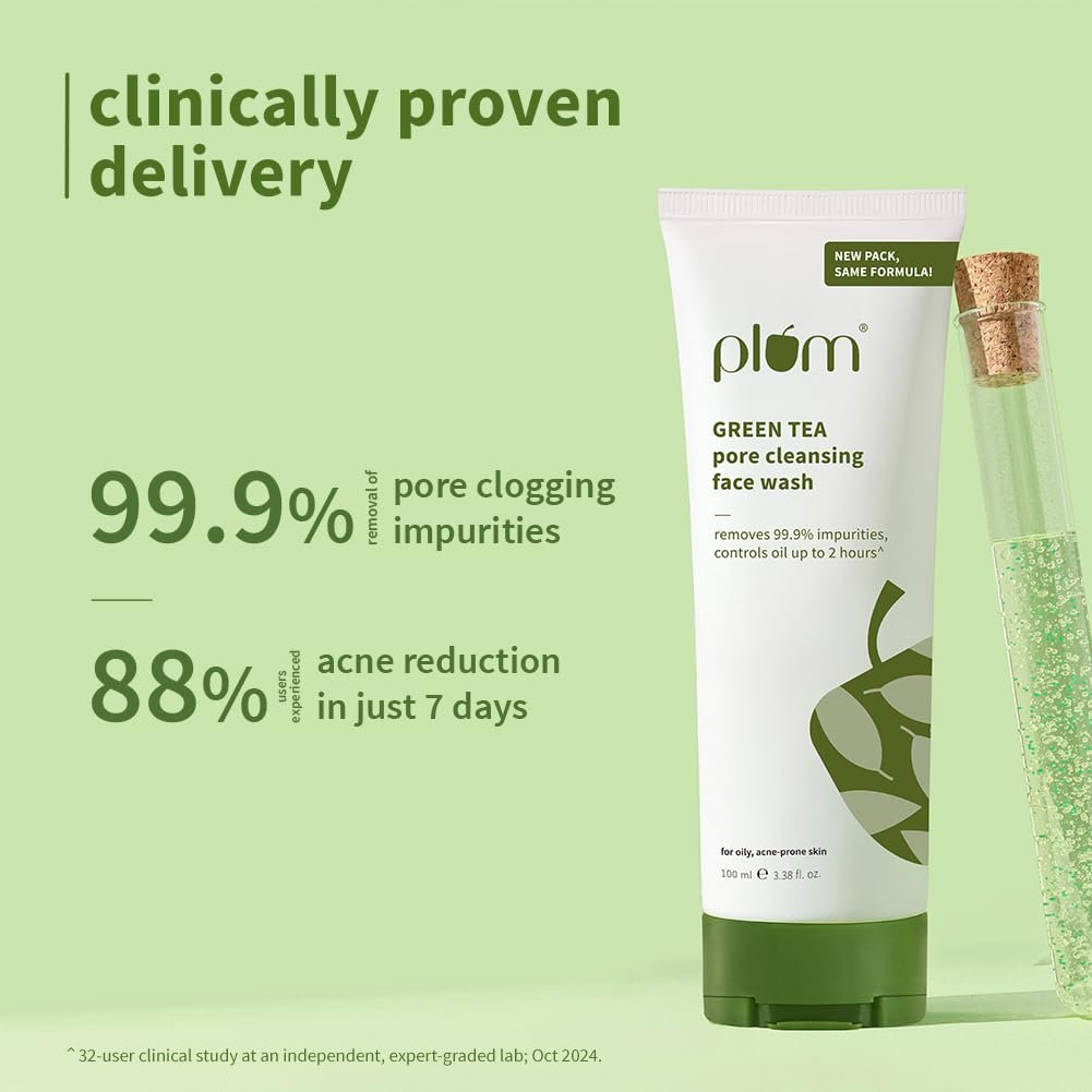 Plum Green Tea Pore Cleansing Face Wash for Oily, Acne Prone, Dry & Combination Skin | with Glycolic Acid | Fight Pimples & Control Excess Oil | Gentle Exfoliating & Non-Drying | Women & Men | 100ml - Image 3