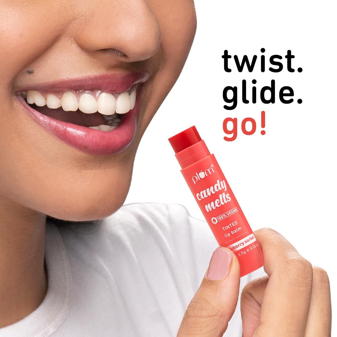 Plum Candy Melts Strawberry Sorbet Tinted Lip Balm | Moisturizes & Nourishes | Hydrates Dry & Chapped Lips | 100% Vegan | 4.5g - Image 6