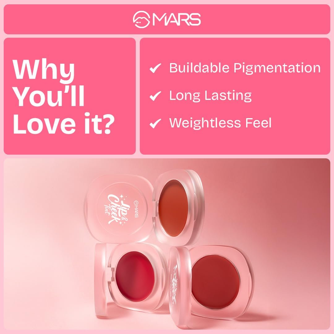 MARS Lip & Cheek Tint for Bold Pop Color (2.8 gm) (01-Dusty Rose - Trust Your Heart) | Demi Matte Finish | Dual Function | Buildable High Pigmentation | Long-Lasting Color | Weightless Wear - Image 2