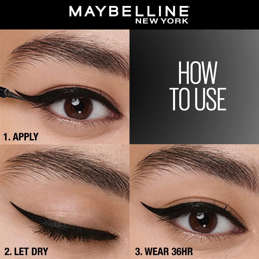 Maybelline New York Pencil Matte Finish Eyeliner, Intense Eyeliner, Long-lasting, Felt-tip Applicator, Line Tattoo High Impact Liner, Black (Pack of 2) - Image 4