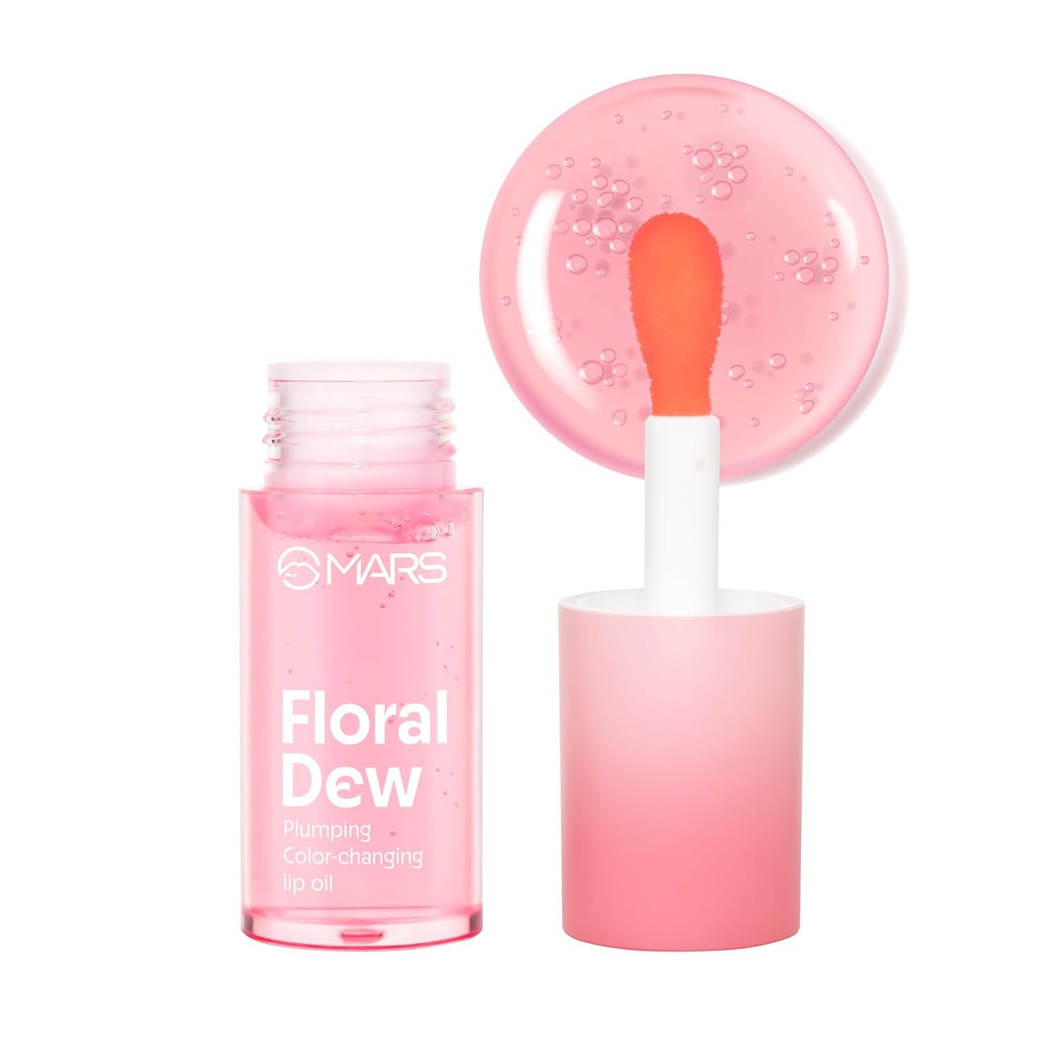 MARS Plumping Color Changing Lip Oil (4.5ml) (FLORAL DEW) With Fat Applicator | Skin Nourishing Ingredients – Olive Fruit Oil, Jojoba Oil | Hydrating & Moisturising | Plumping Effect