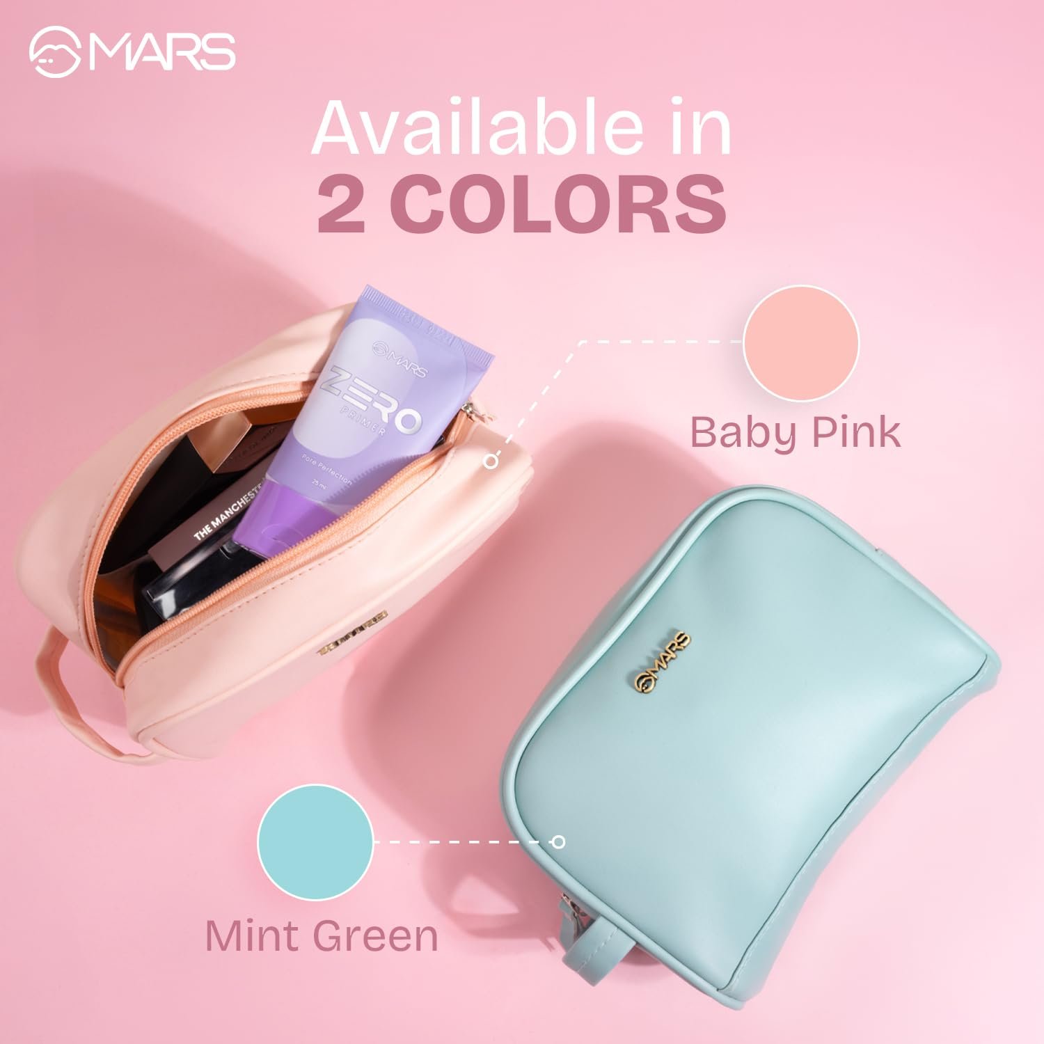 MARS Makeup Kit Bag for Women with 4 Compartment | Water-Resistant | Rexine with Zip Lock | Soft Cushion | Eco-Friendly | Easy to Clean (PINK) - Image 5