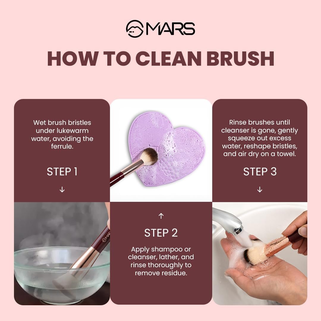 MARS Professional Makeup Brush Set of 12 | Long-Lasting | Soft & Synthetic Bristles | Easy-to-Hold & Precise Application for Face, Eyes & Brows (Maroon) - Image 7