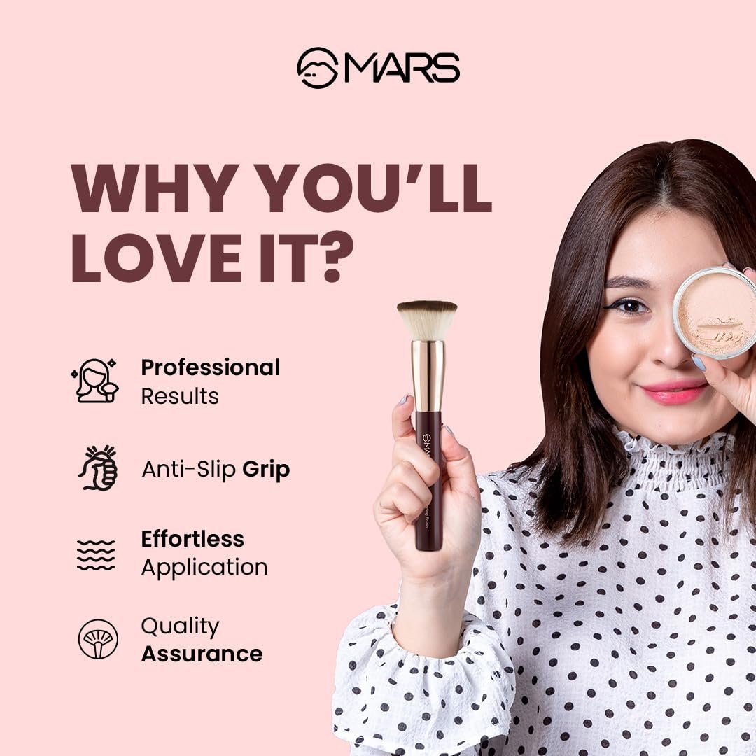 MARS Professional Makeup Brush Set of 12 | Long-Lasting | Soft & Synthetic Bristles | Easy-to-Hold & Precise Application for Face, Eyes & Brows (Maroon) - Image 2