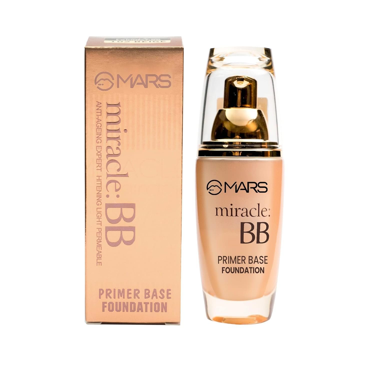 Mars Miracle Bb Makeup Foundation For Women With Primer Base For All Skin Type Light Weight Waterproof F04 60Ml (Pack Of 1). (102-Beige, Free Size)