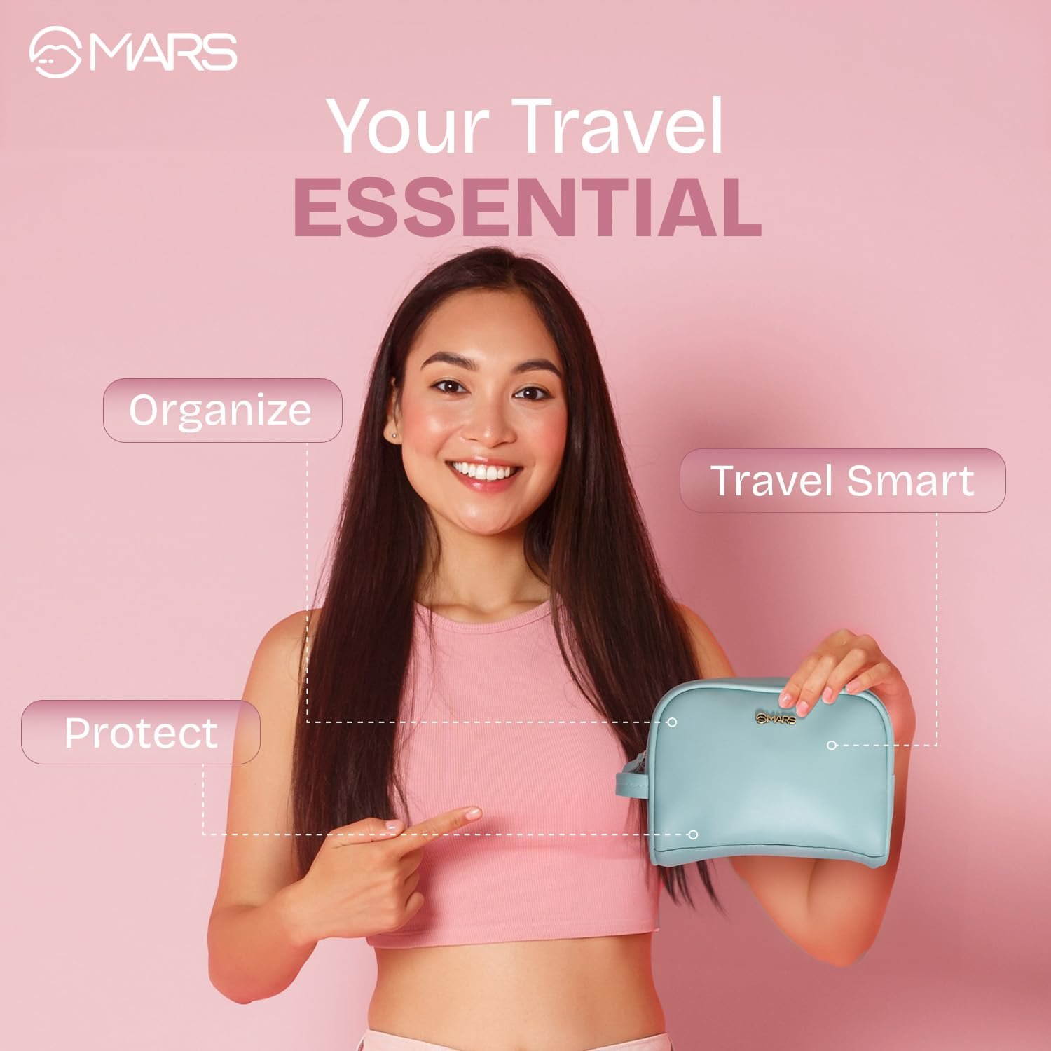 MARS Makeup Kit Bag for Women with 4 Compartment | Water-Resistant | Rexine with Zip Lock | Soft Cushion | Eco-Friendly | Easy to Clean (PINK) - Image 3