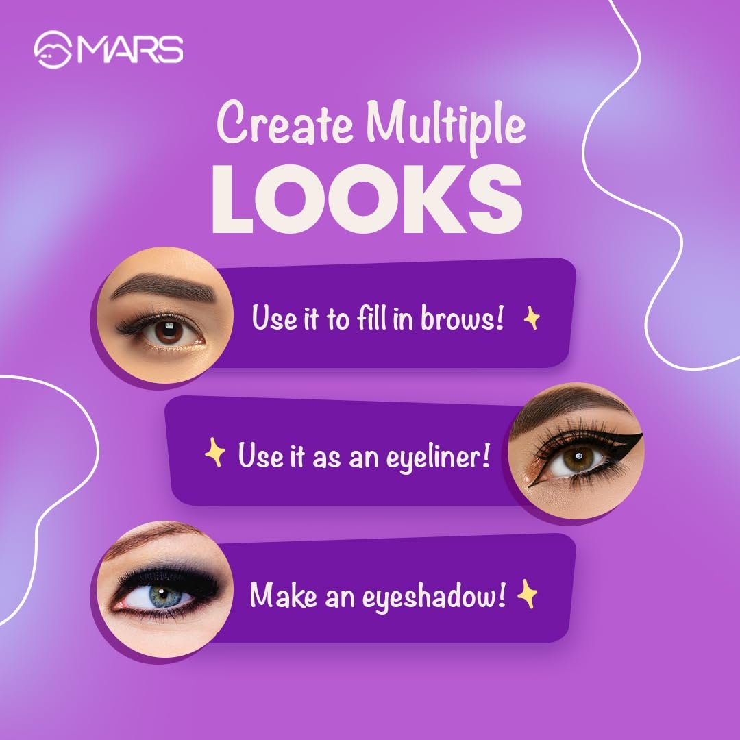 MARS Eyelove Multi Pods Gel Eyeliner & Eyebrow Powder With Dual Ended Brush | Smudge Proof & Water Proof | Long Lasting | Rich Pigmentation | Inbuilt Mirror for Touch-up (3.5gm) (Black) - Image 3