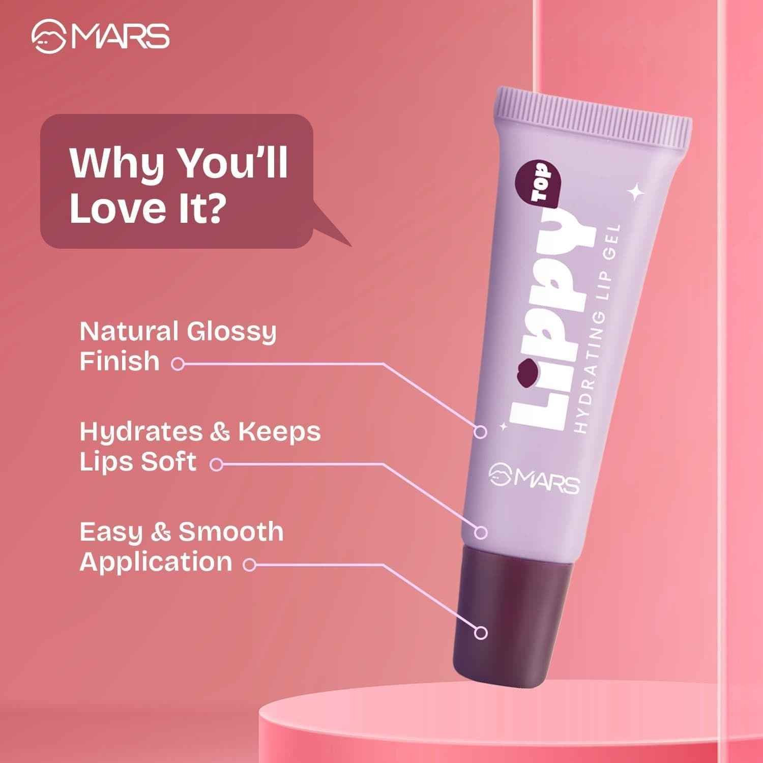 Lippy Top Hydrating Lip Gel (10ml) (01-PLUMPY GRAPES) | Nourished With Vitamin-E & Shea Butter | Long Lasting Hydration | Glossy Finish | Easy to Apply-SH7711