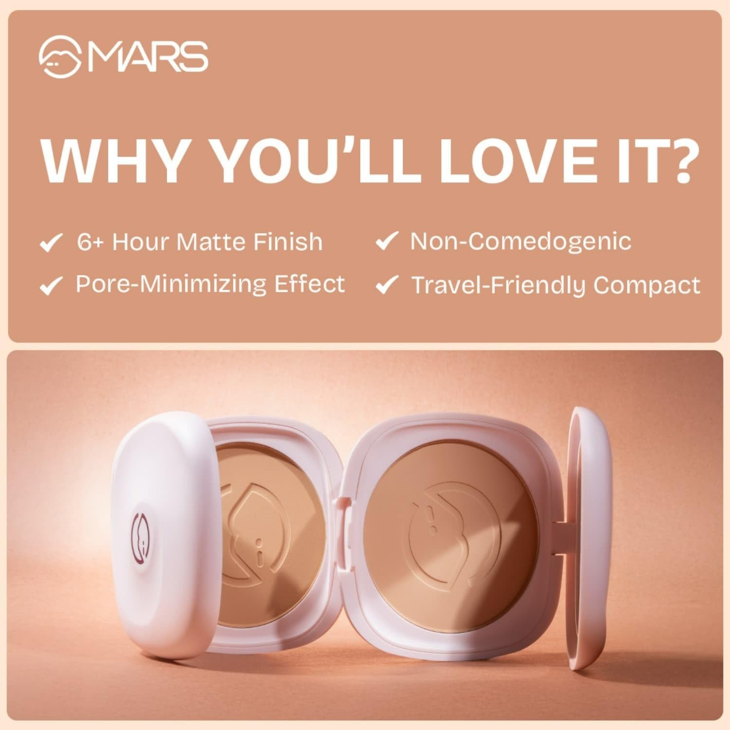 MARS Zero Oil Compact with an Applicator (10 gm) (06-TAN) | Non-Comedogenic | Oil Control | Long-Lasting | Matte Finish | Light-Weight | Minimize Pores | Travel Friendly