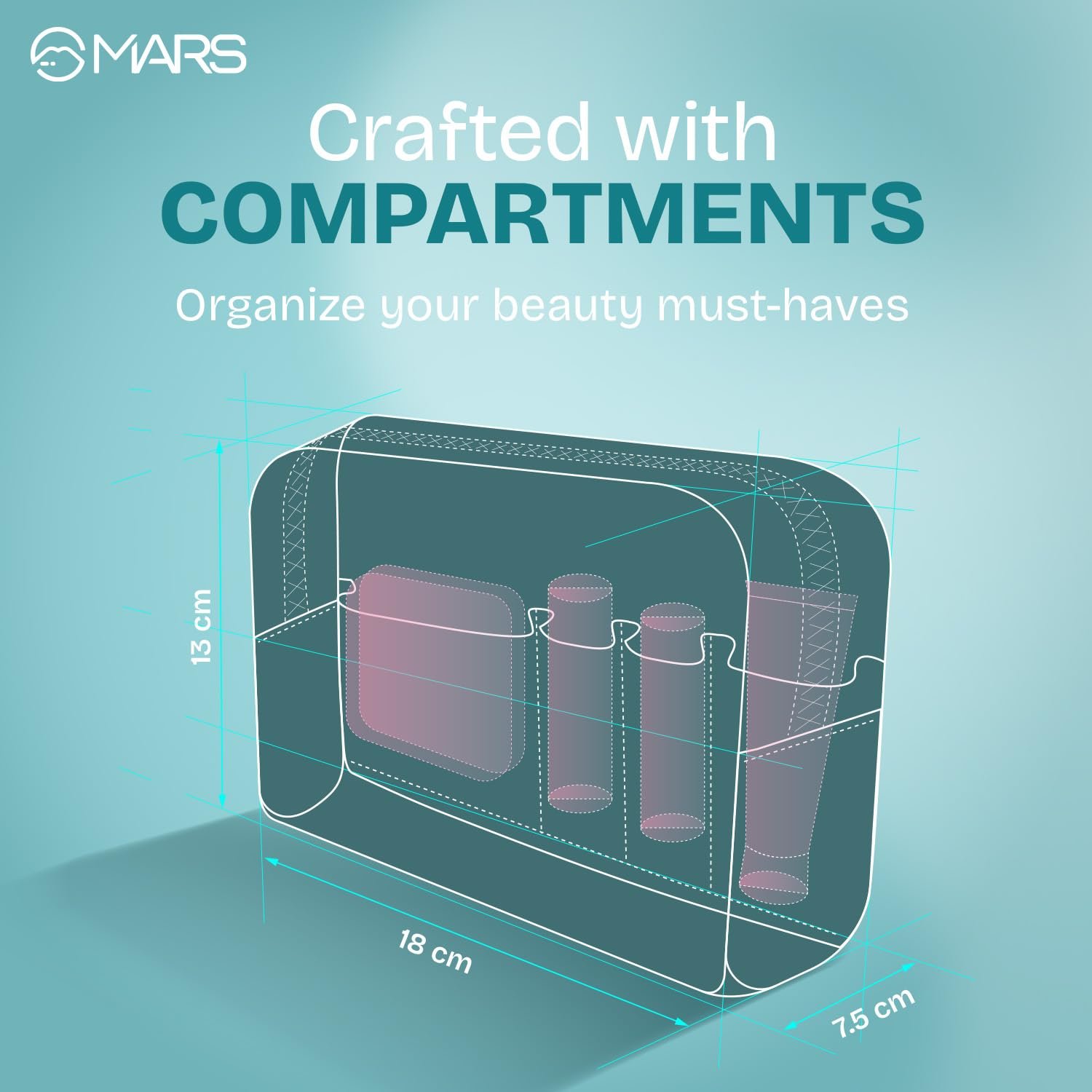 MARS Makeup Kit Bag for Women with 4 Compartment | Water-Resistant | Rexine with Zip Lock | Soft Cushion | Eco-Friendly | Easy to Clean (PINK)