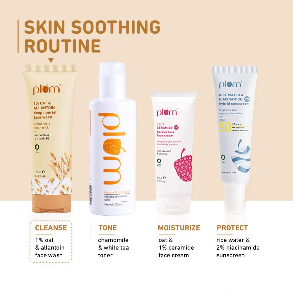 Plum 1% Oat & Allantoin Deep Nourish Face Wash For Dry,Sensitive Skin|Gentle Cleanser Vitamin B5 & F|Nourishes,Soothes & Restores Skin Barrier|Non-Drying Face Wash For Women & Men|100% Vegan|100 Ml - Image 6