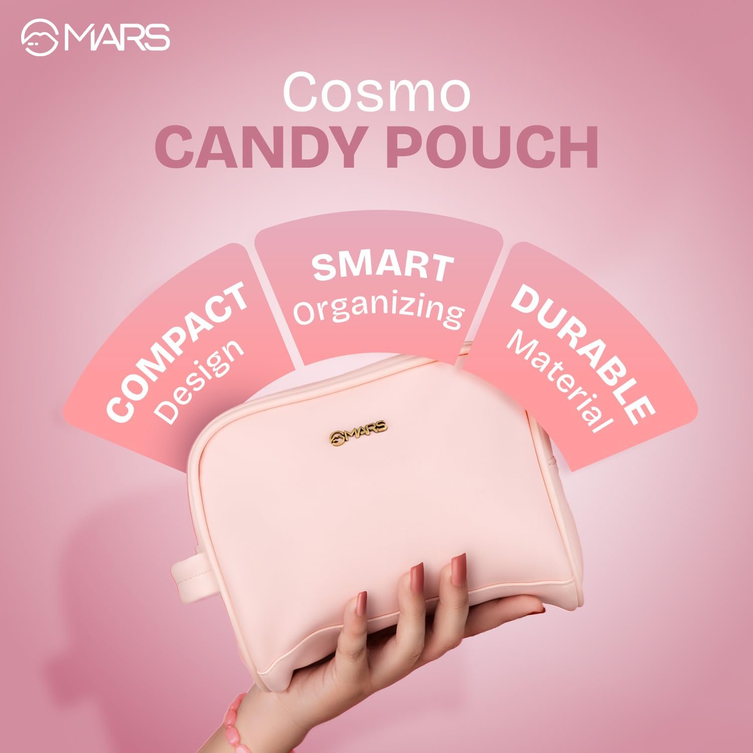 MARS Makeup Kit Bag for Women with 4 Compartment | Water-Resistant | Rexine with Zip Lock | Soft Cushion | Eco-Friendly | Easy to Clean (PINK) - Image 2